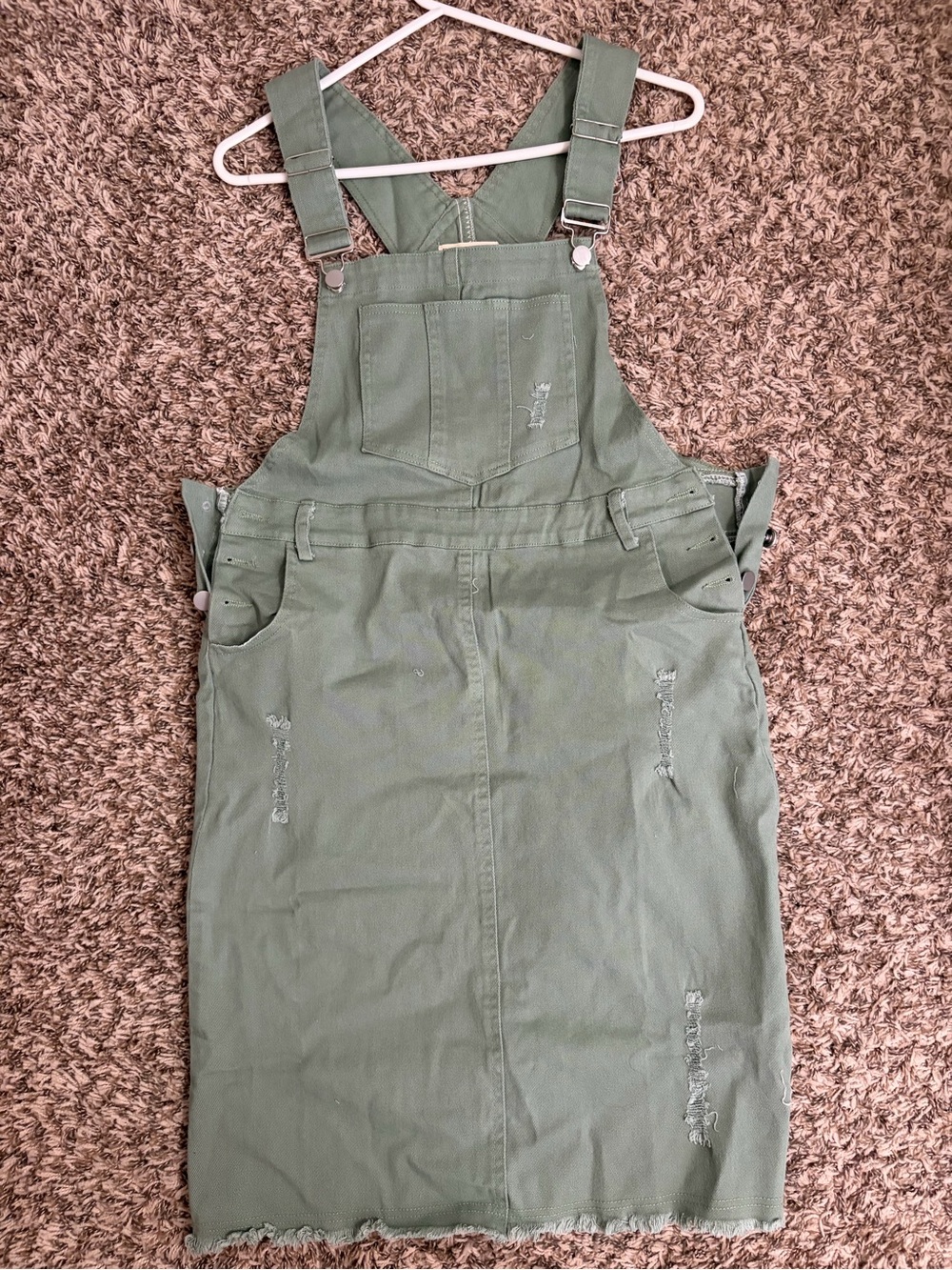 Olive Green Denim Overall Skirt